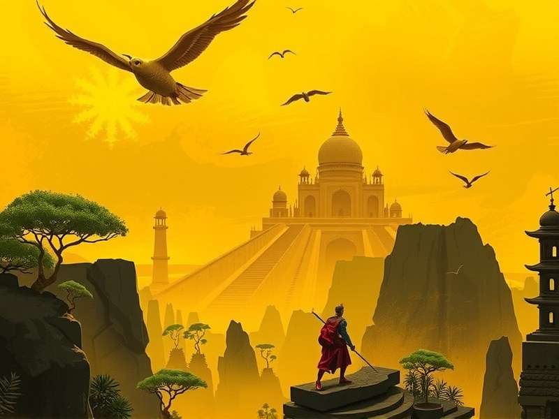 Fantastical Indian Landscape in Turmeric Warrior